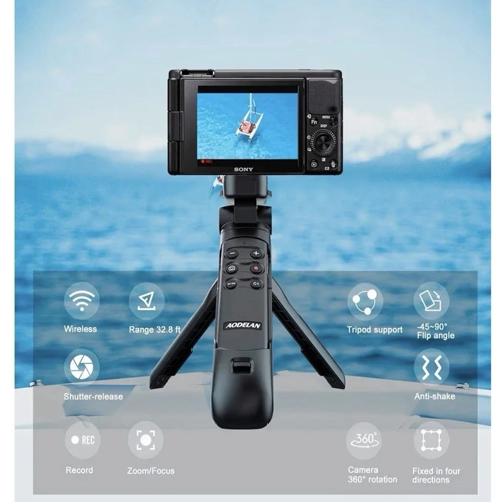 AODELAN Wireless Shooting Grip Tripod with Remote Control for Vlogging, for Sony